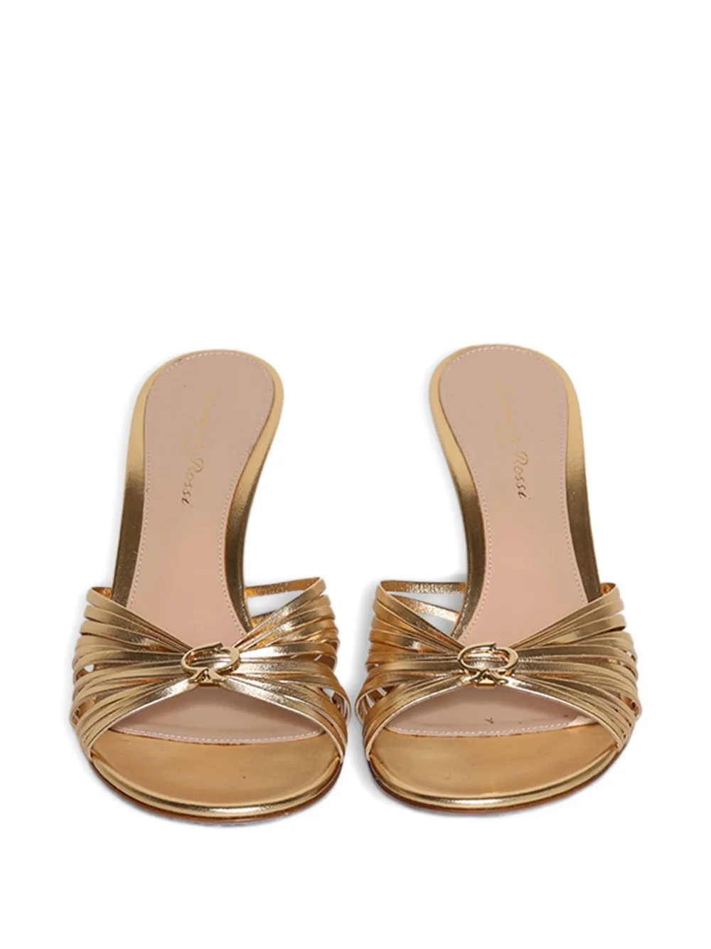 Gianvito Rossi leather-trimmed knotted mules Gold