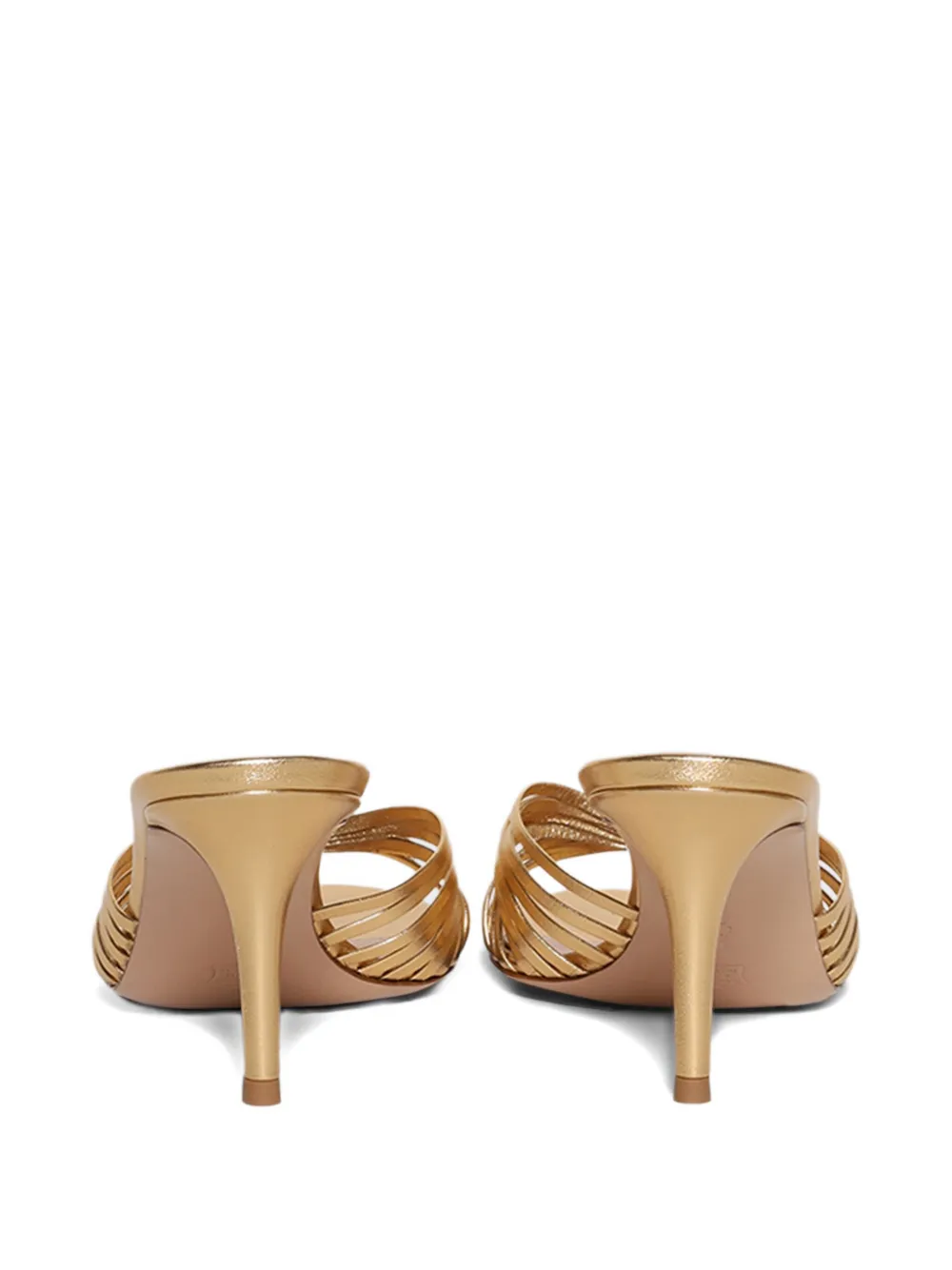 Gianvito Rossi leather-trimmed knotted mules Gold
