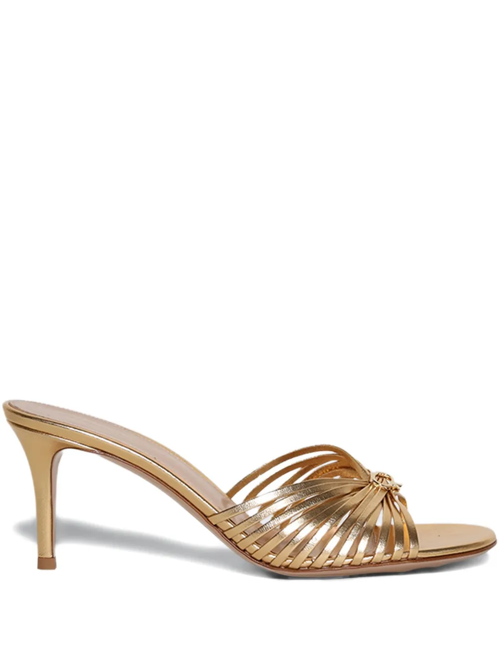 Gianvito Rossi leather-trimmed knotted mules Gold