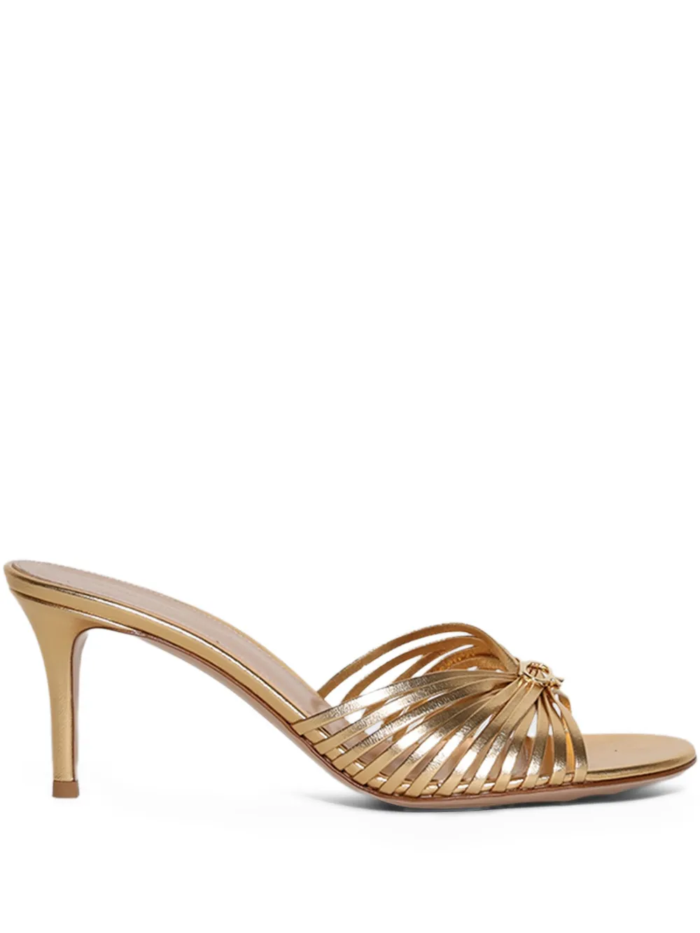 Gianvito Rossi leather-trimmed knotted mules | Gold | Image 1