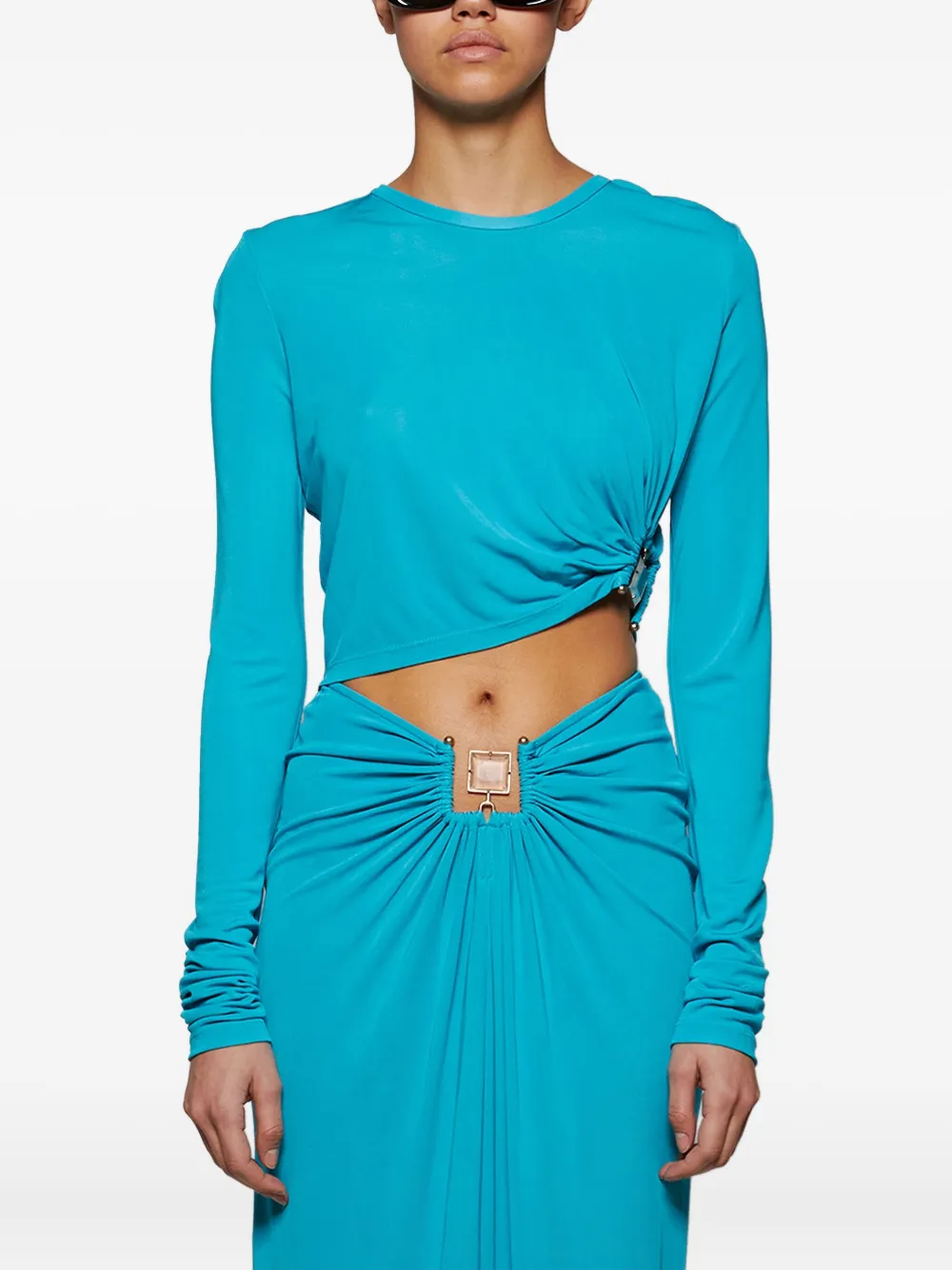 Christopher Esber Bezel Quartz twist-detail long-sleeve top Blauw