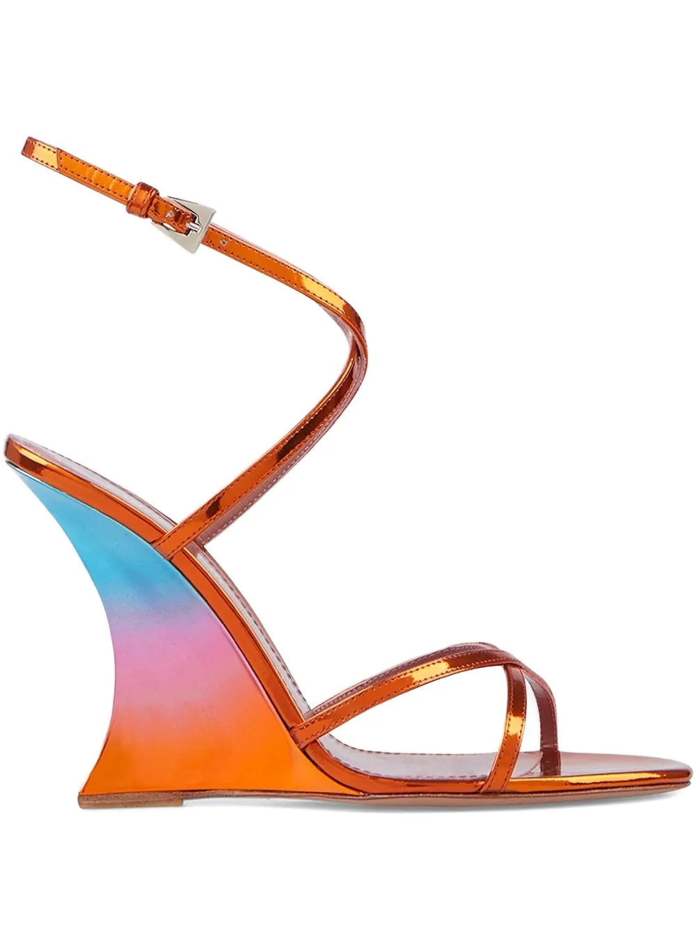 Paris Texas 105mm Nina metallic wedge sandals Oranje