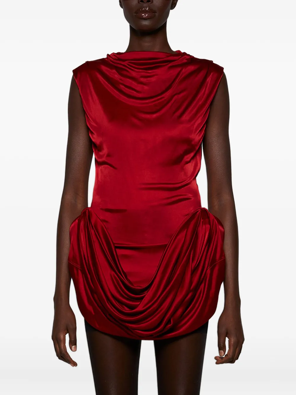Magda Butrym draped cowl-neck dress Rood