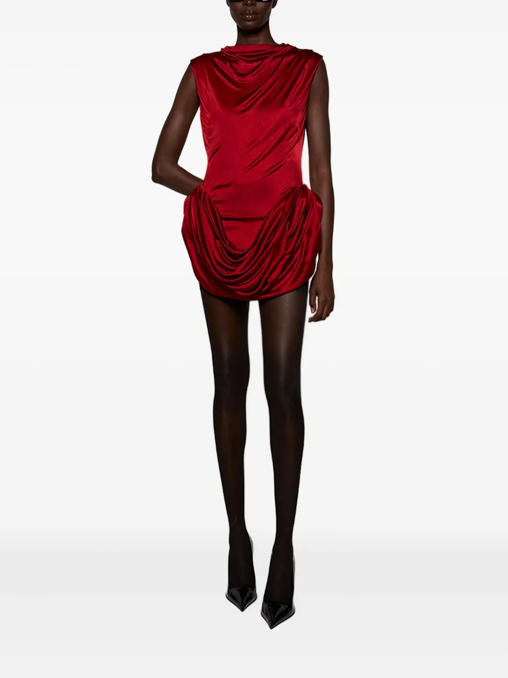 Magda Butrym draped cowl-neck dress Rood