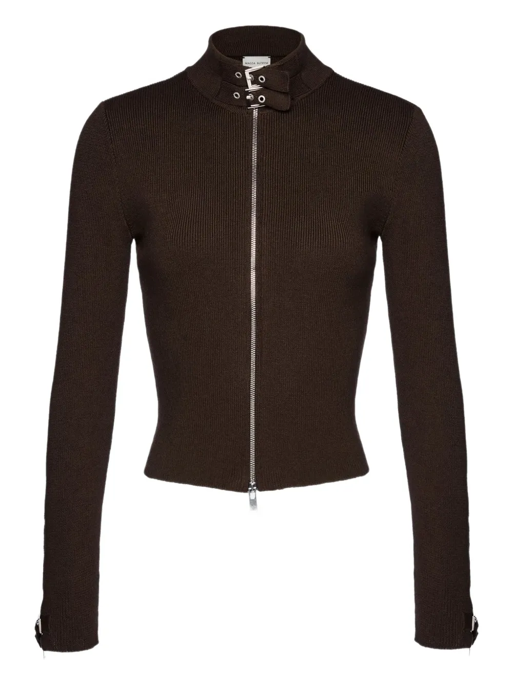 Magda Butrym zip-front ribbed top | Brown | Image 1