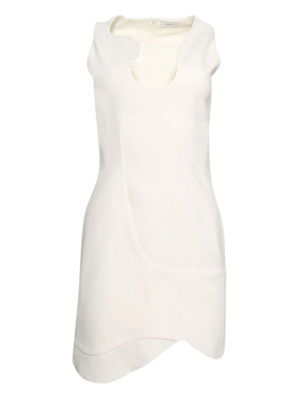 Ferragamo curved-neckline sleeveless dress - ホワイト Ferragamo curved-neckline sleeveless dress - ホワイト