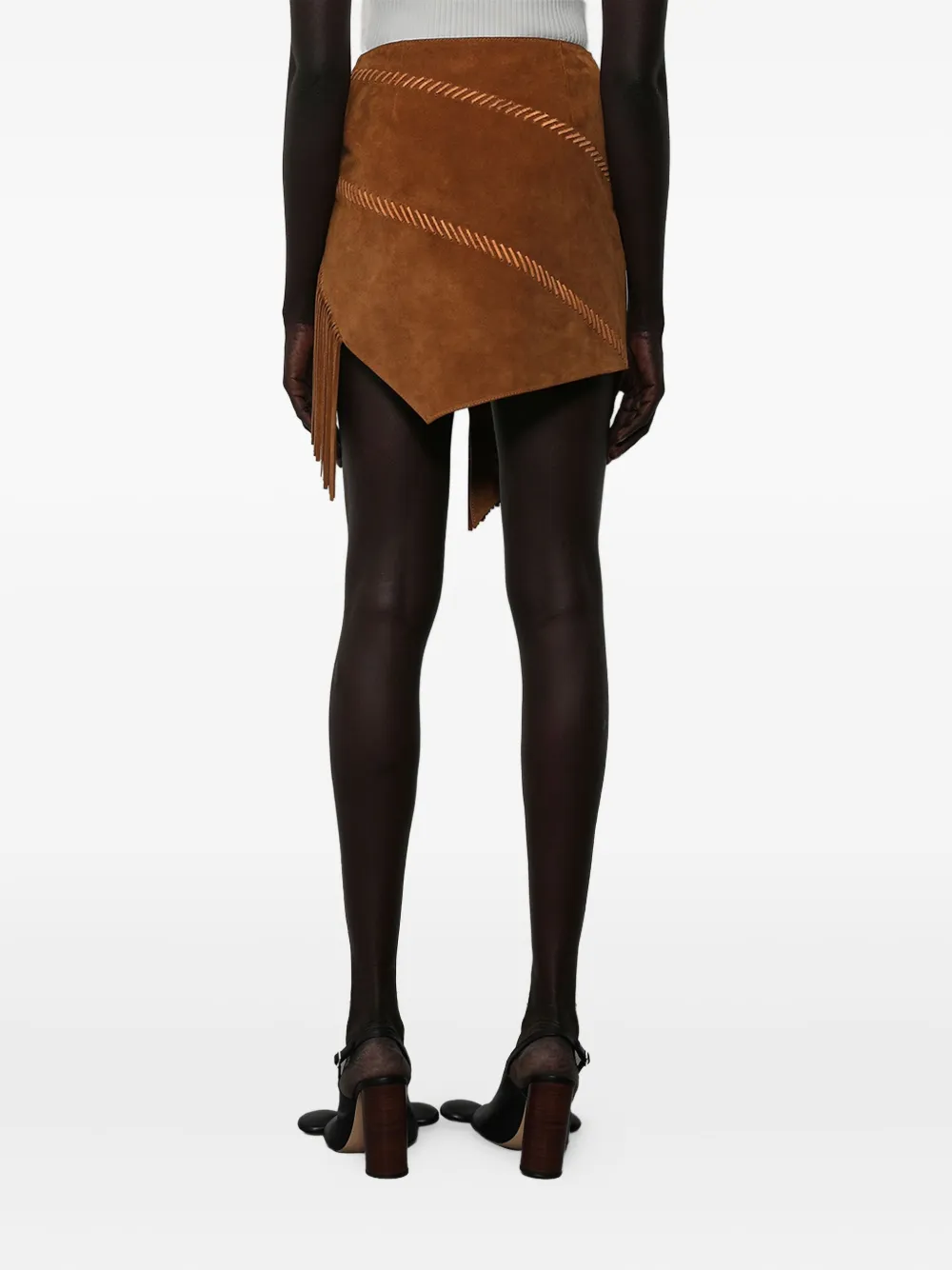 Coperni Asymmetrische suède rok Bruin