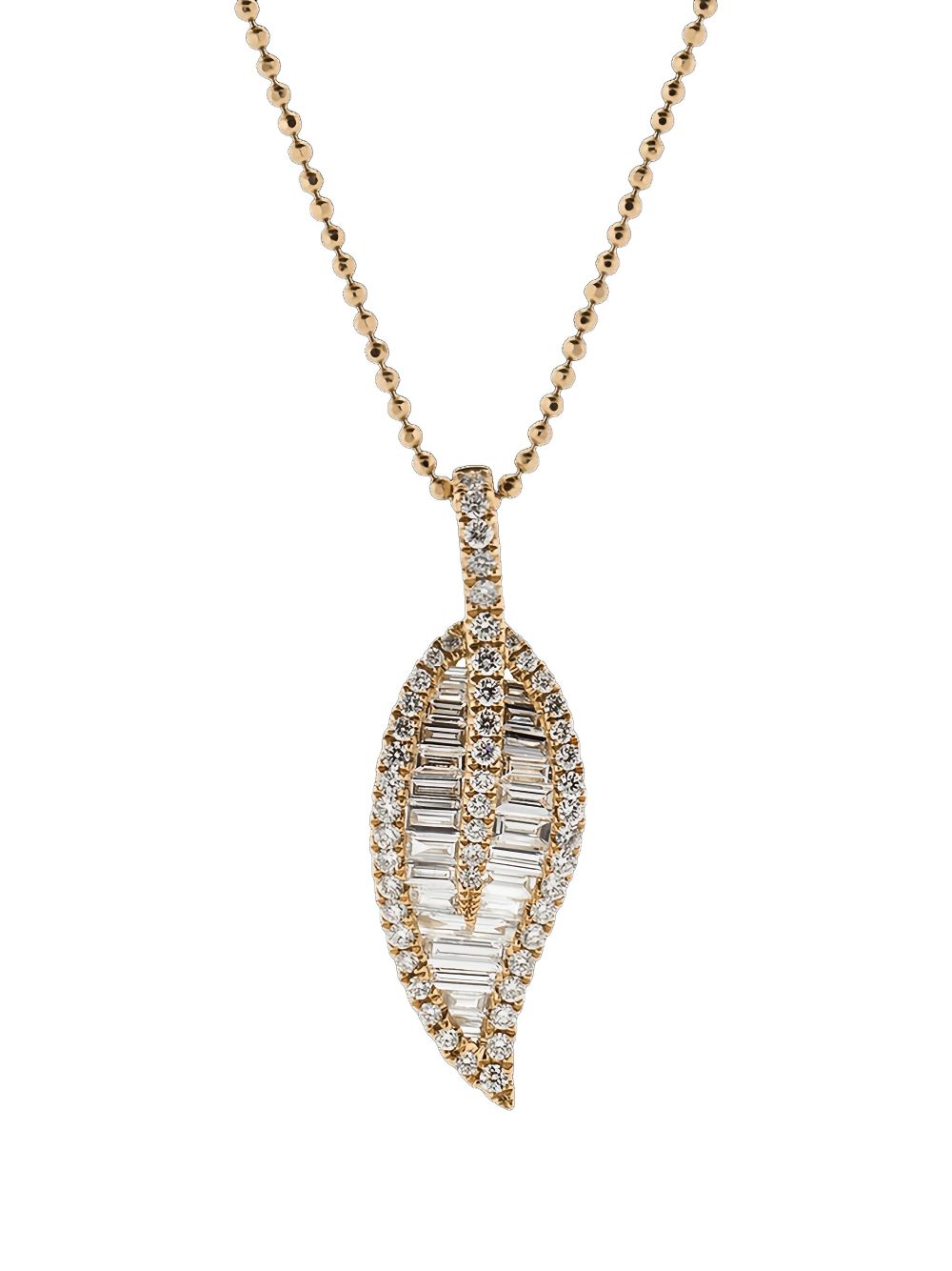 Anita Ko 18K rose gold large leaf diamond necklace