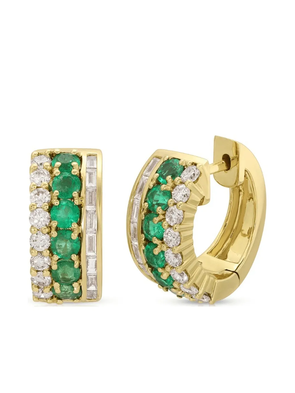 Anita Ko 18k Yellow Gold Lola Diamond And Emerald Huggie Earrings In Gold