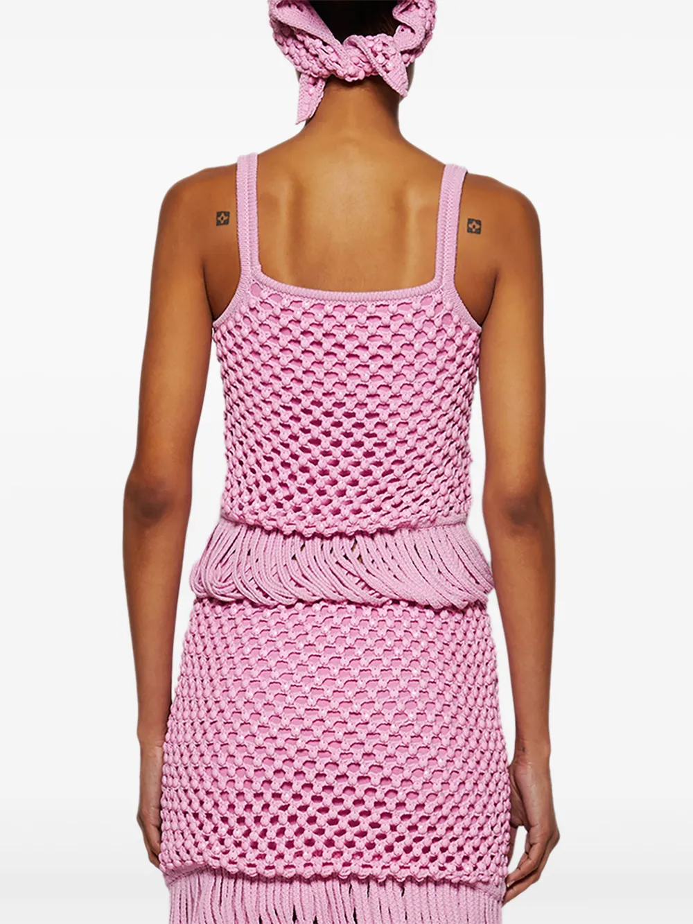 Diotima Loop Fringe Knit-mesh Tank Top In Pink