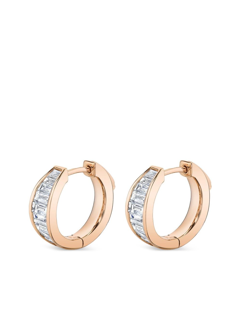 Anita Ko 18K rose gold Graduated diamond huggie earrings - Pink