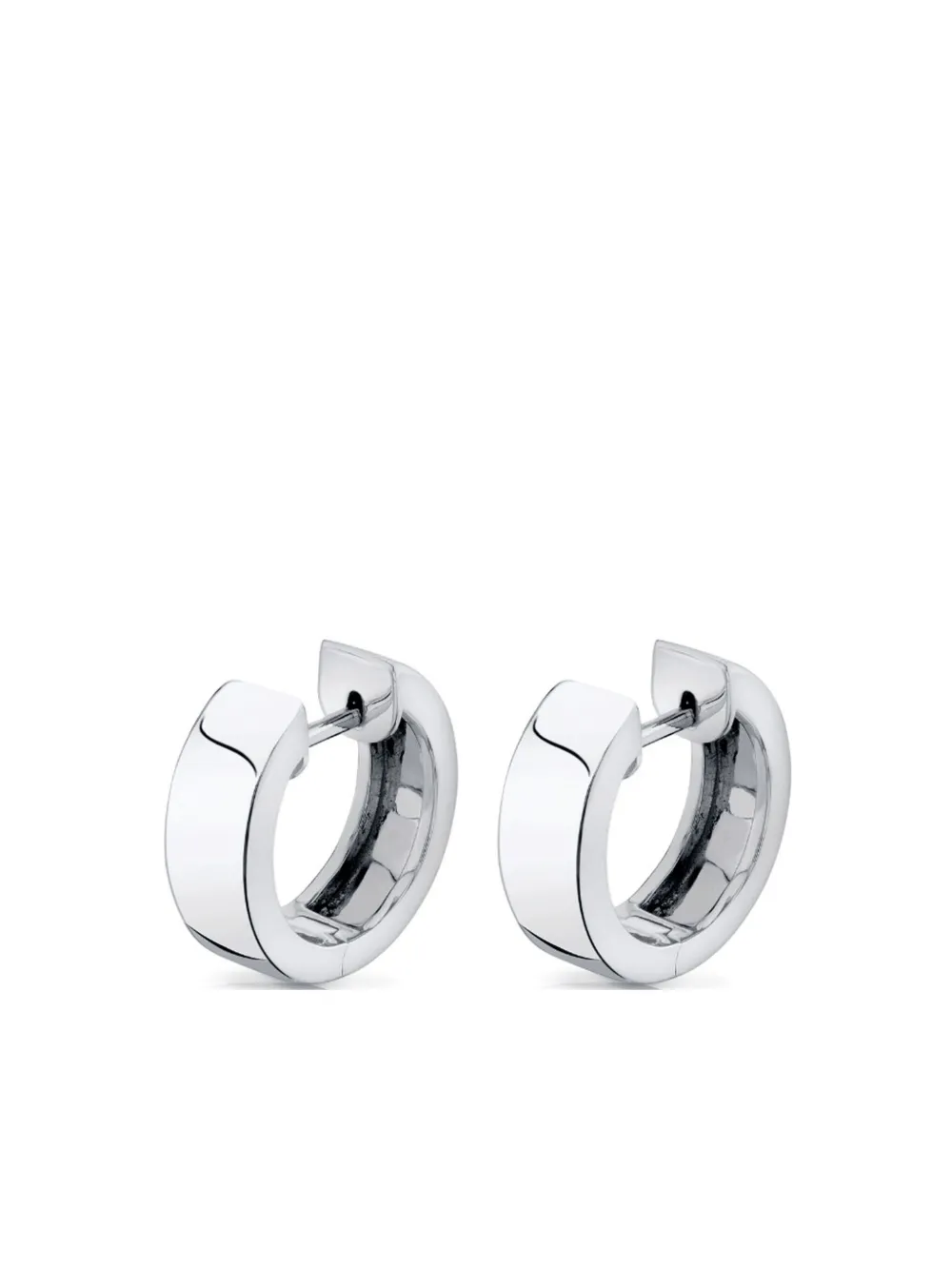 18K white gold wide huggie earrings