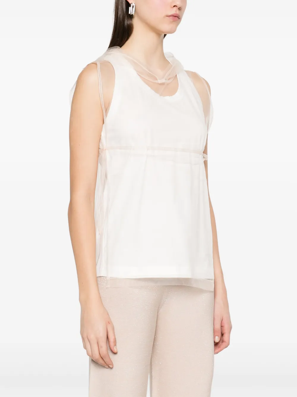 Shop Fabiana Filippi Sheer-layer Tank Top In White