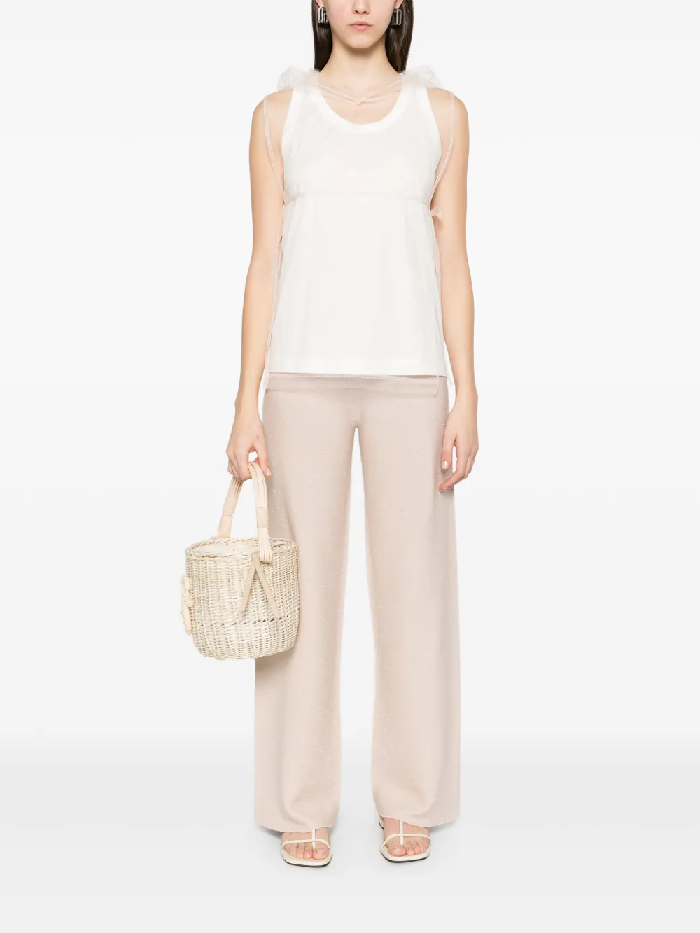 Shop Fabiana Filippi Sheer-layer Tank Top In White