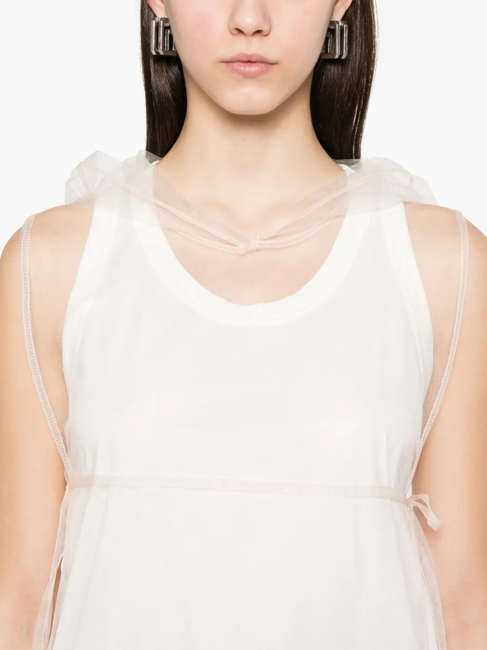 Shop Fabiana Filippi Sheer-layer Tank Top In White