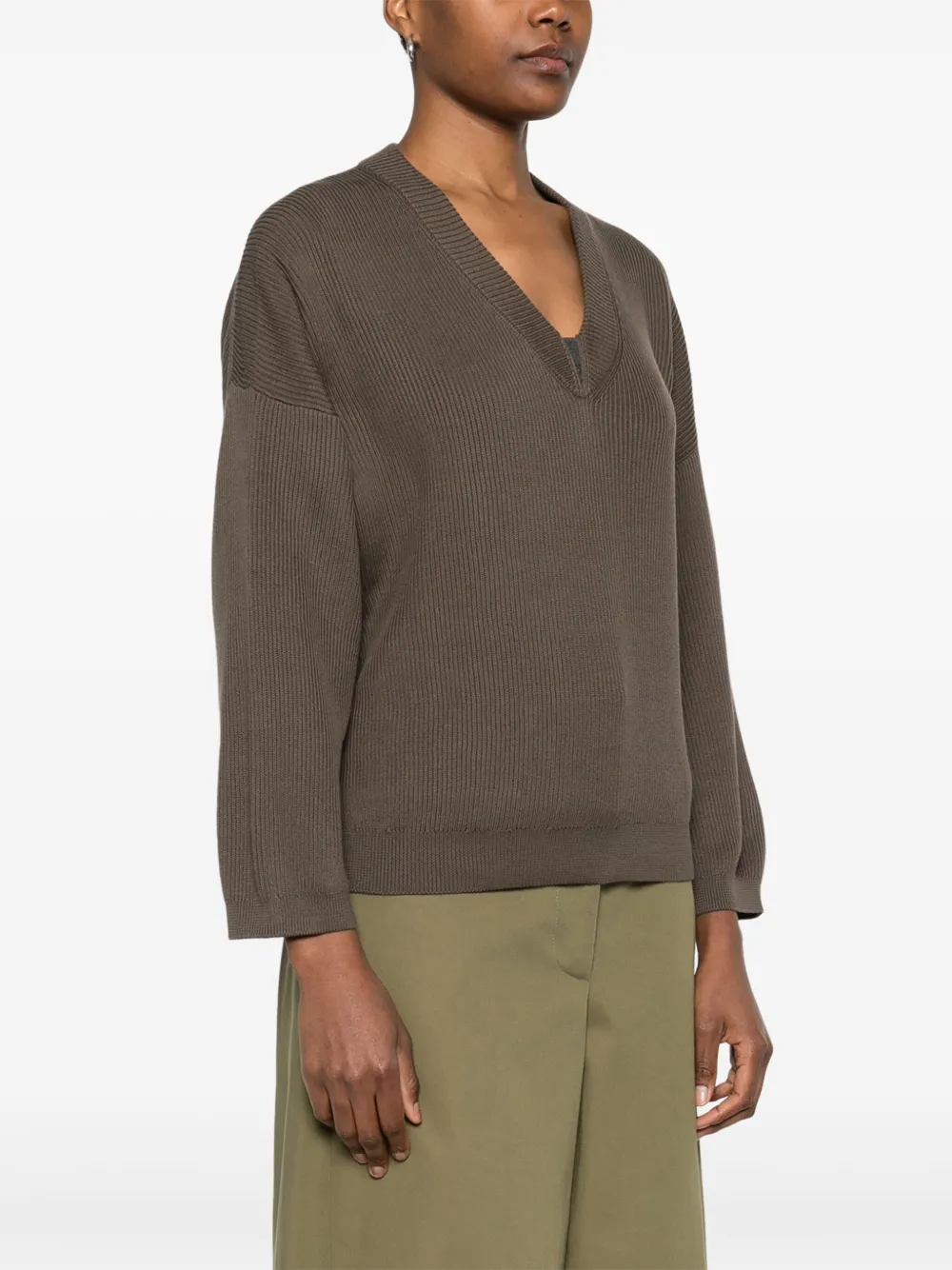 Brunello Cucinelli Geribbelde sweater Bruin