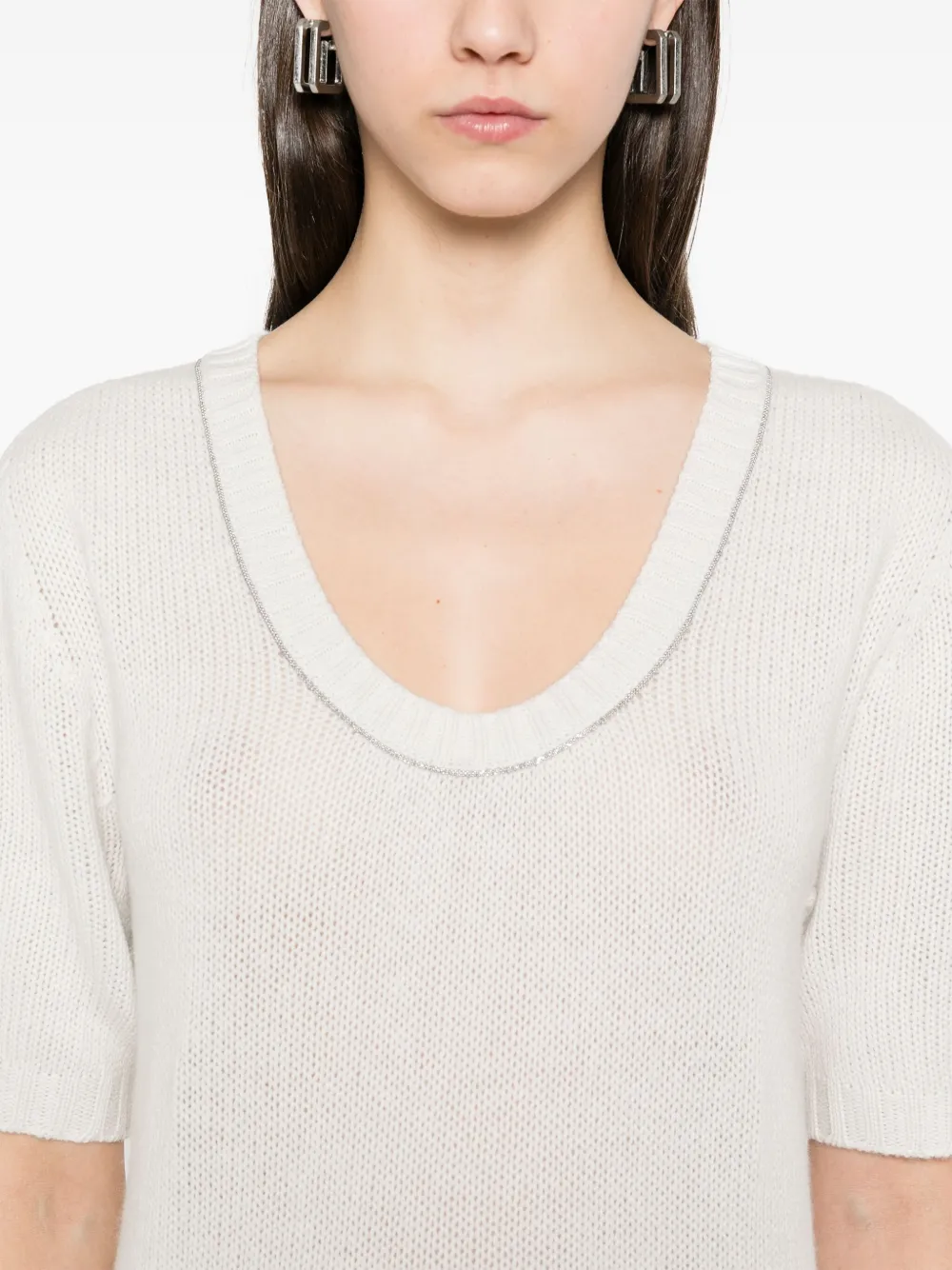 Fabiana Filippi T-shirt met kralen Grijs