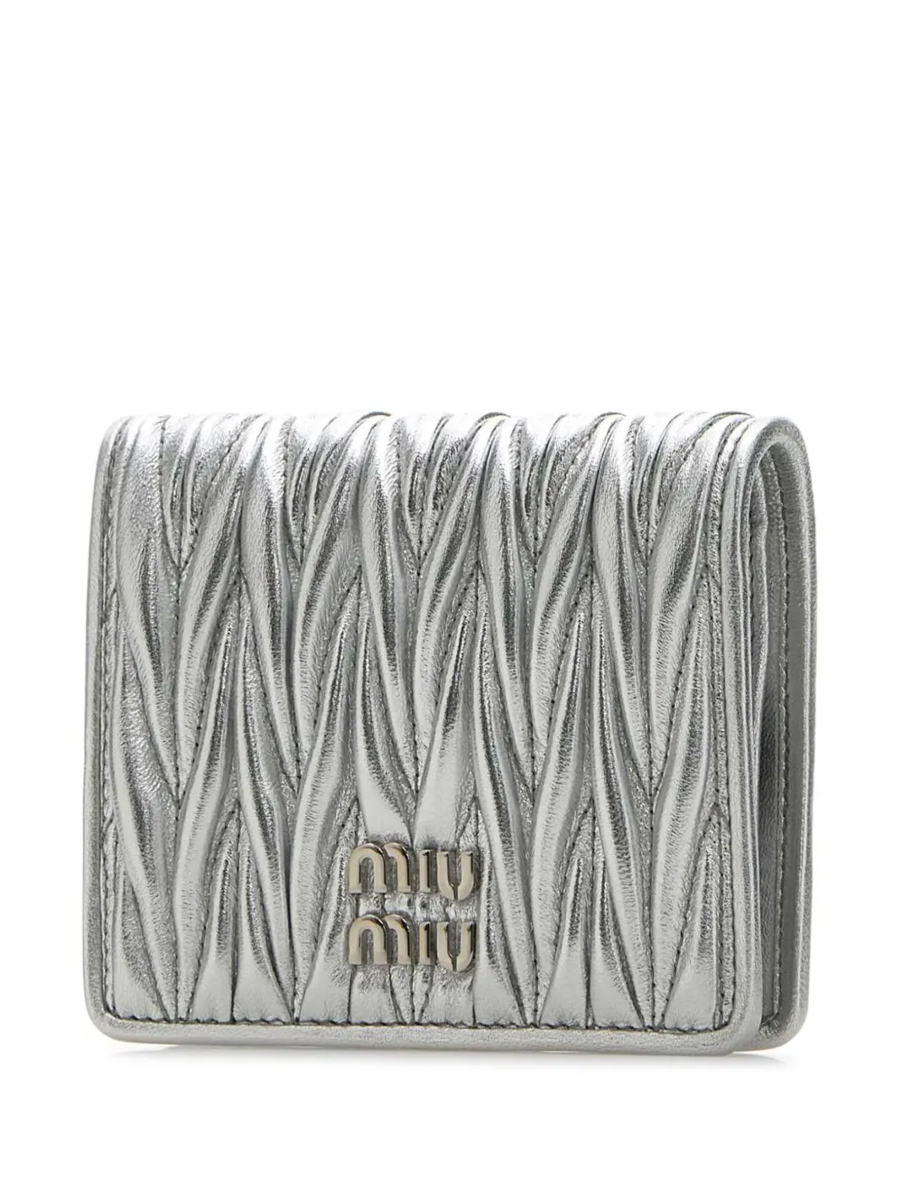 Miu Matelassé kleine portemonnee Zilver