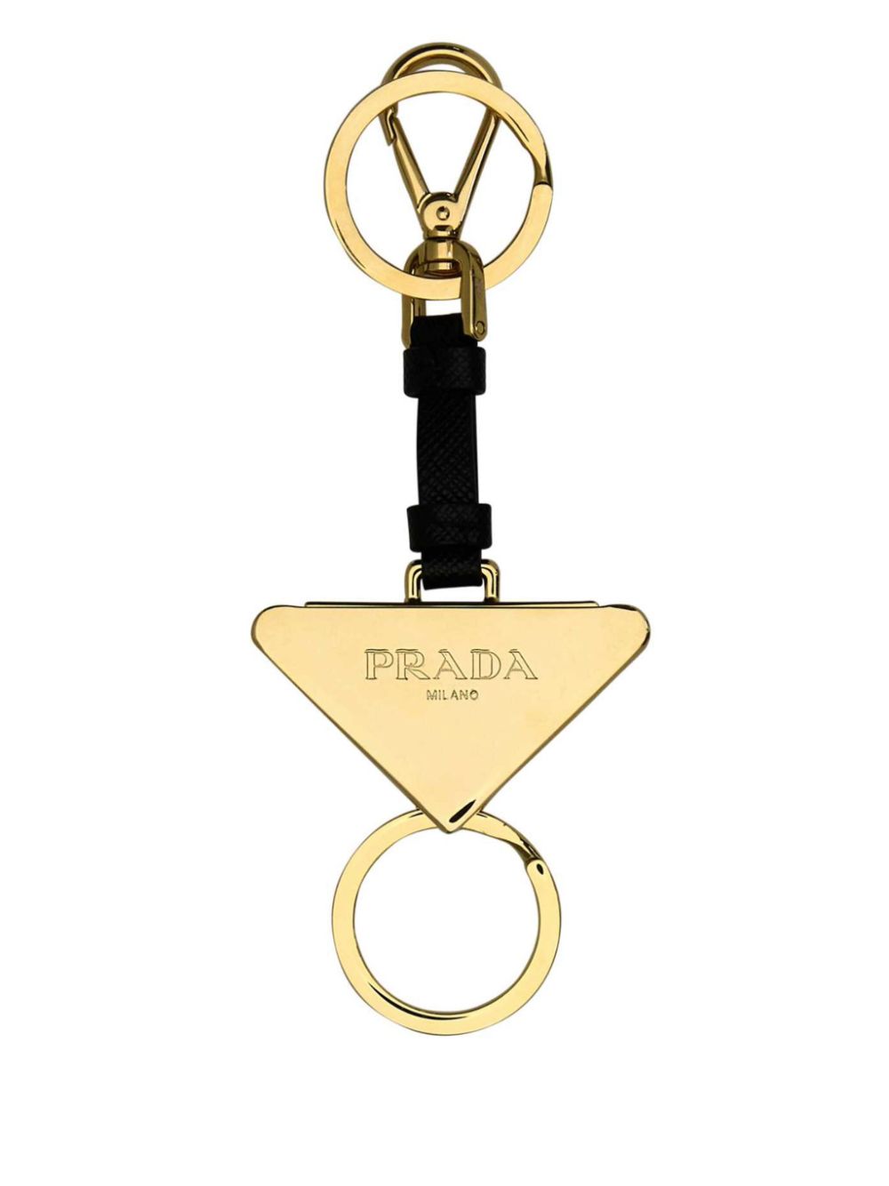 Prada triangle-logo keyring - Goud