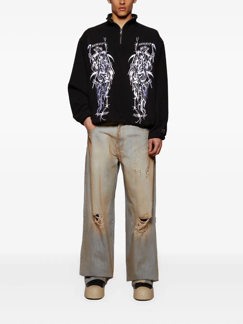 Warren Lotas embroidered sweatshirt - Zwart