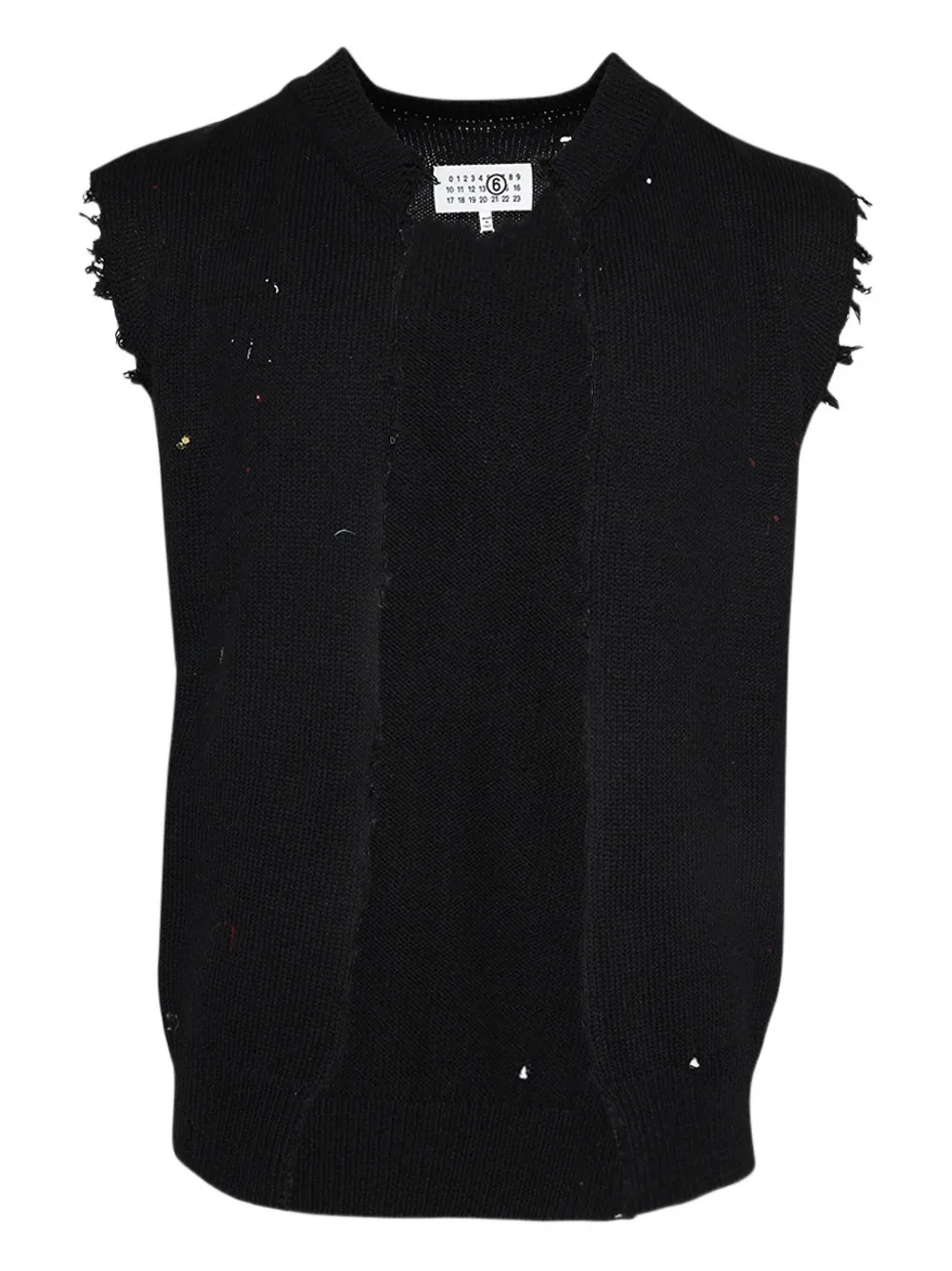 MM6 Maison Margiela rabbit-print frayed gilet | Black | Image 1