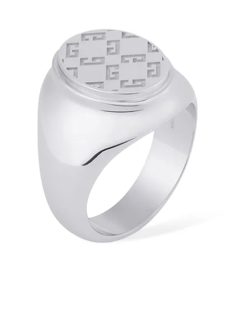 Givenchy 2G metallic embossed signet ring