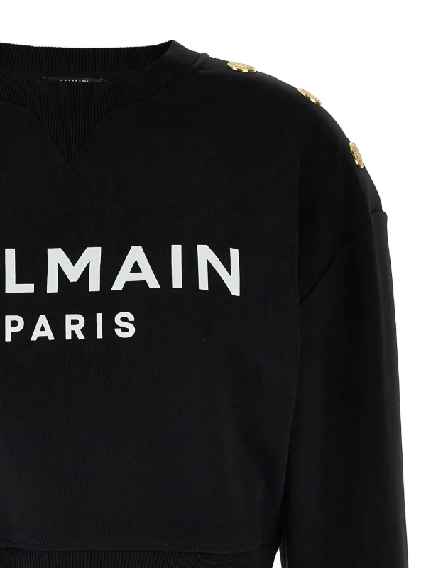 その他 BALMAIN SS25 Logo sweatshirt (EF1JQ002BB02 EAB) Metallic flocked Balmain sweatshirt gold gold - Men | BALMAIN