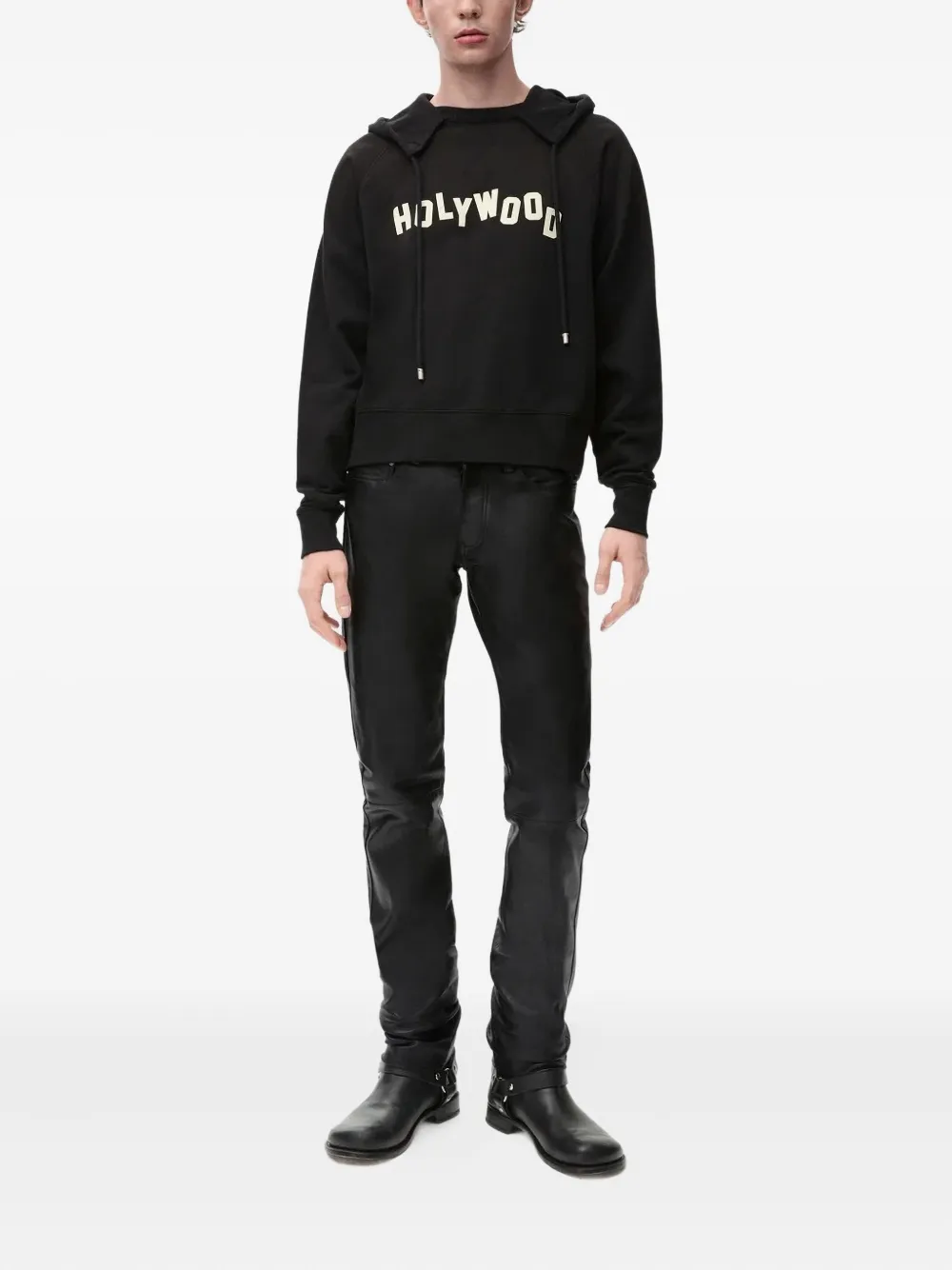 LOEWE Broek met leren vlak - Zwart