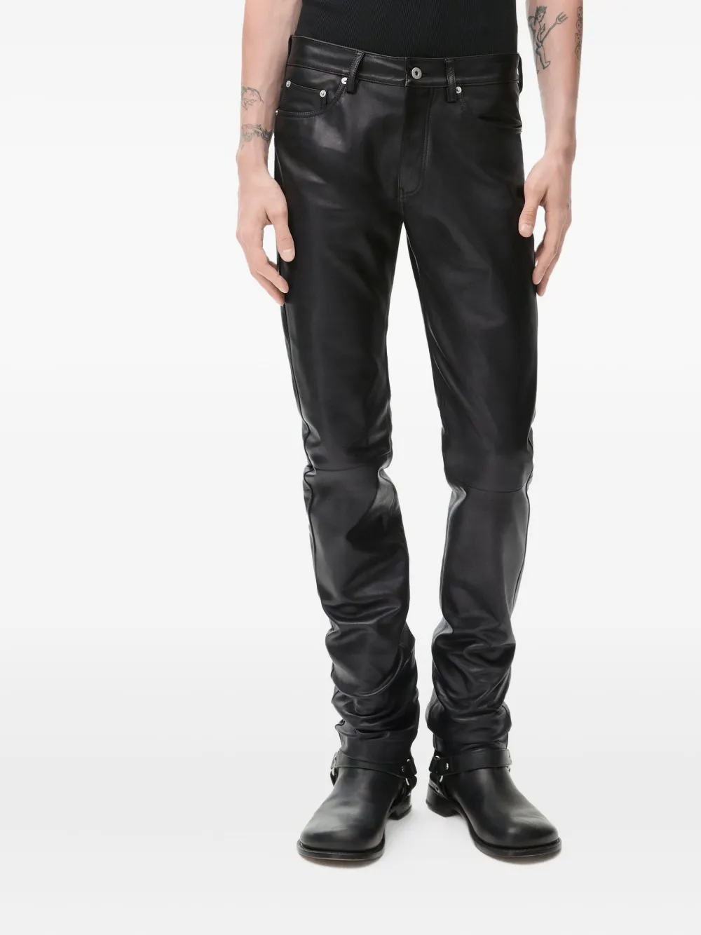 Loewe Leather-panel Trousers In Black