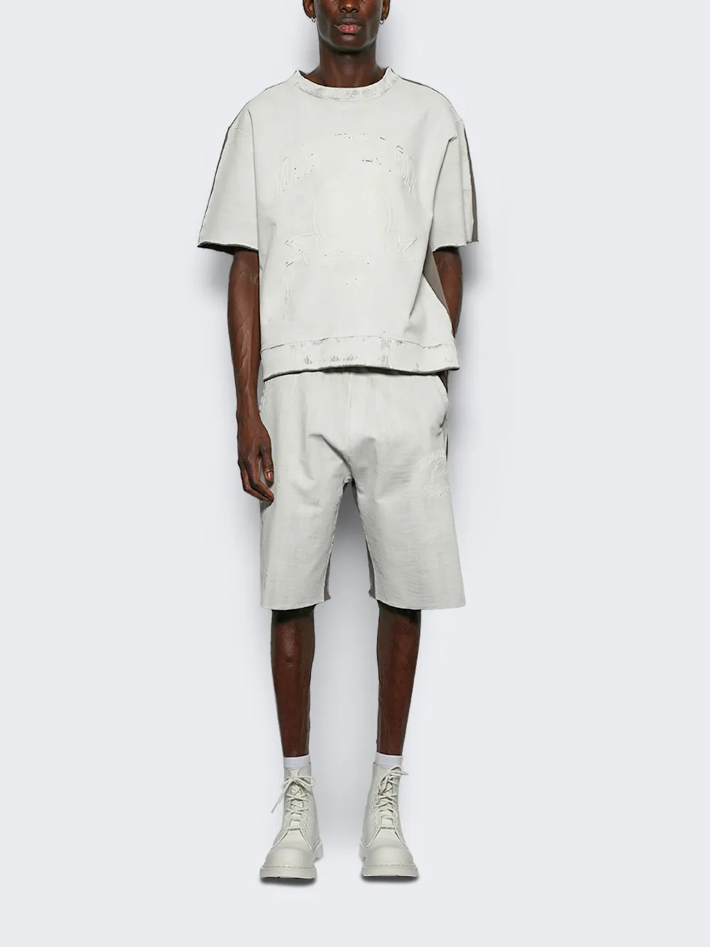 MM6 Maison Margiela two-tone frayed shorts | Track & Running Shorts | Image 2