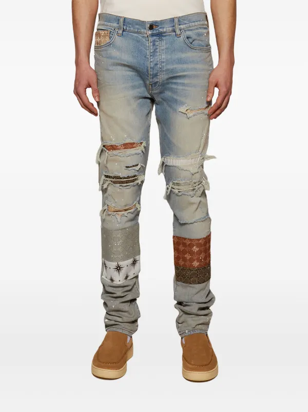 【送料&関税込】AMIRI Ma Quad High Rise Wid Jeans AMIRI: Blue 'MA' Quad High Rise Wide Jeans | SSENSE