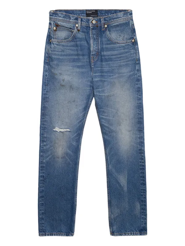 デニム・ジーパン ENFANTS RICHES DEPRIMES Straight leg jeans with destroyed ef Enfants Riches Déprimés Distressed straight-leg Jeans | Blue