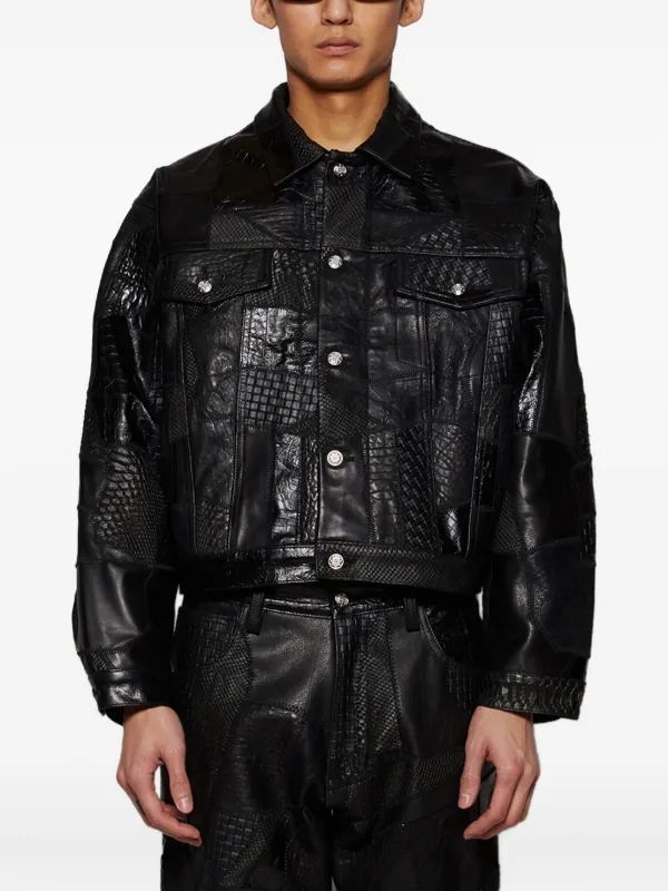 EARTHLING VIP Body Shop Patchwork Leather Jacket | Black | FARFETCH CA