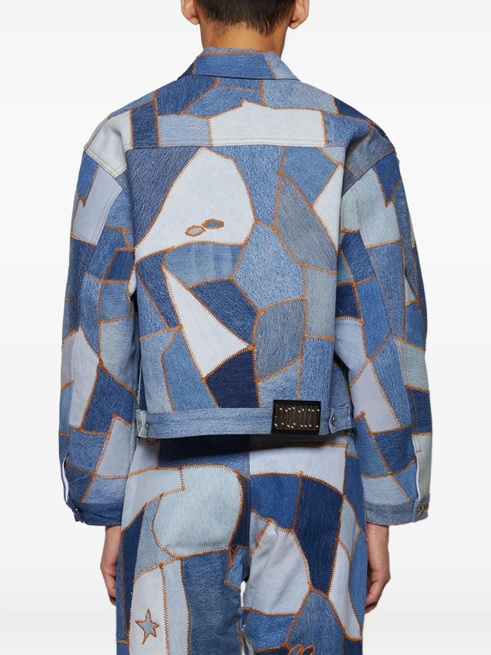 EARTHLING VIP Denim jack met patchwork Blauw