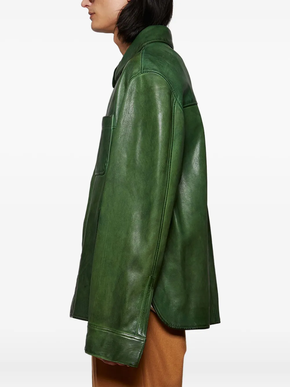 LOEWE Shirtjack van soepel leer Groen