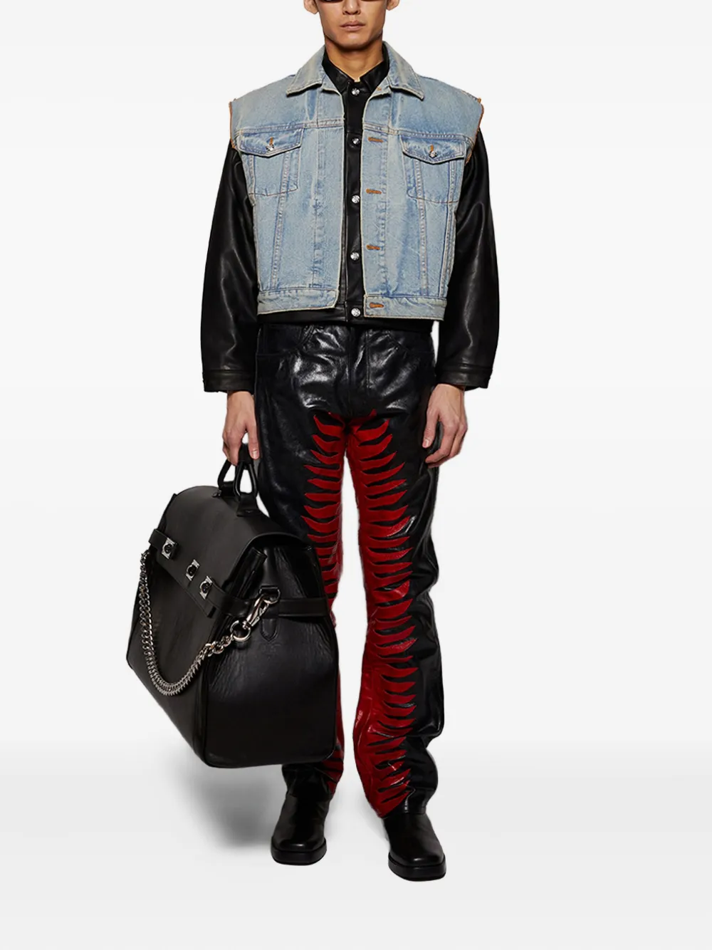 EARTHLING VIP Sun Ray leather flame-detail trousers | Regular-Fit & Straight Leg Pants | Image 2