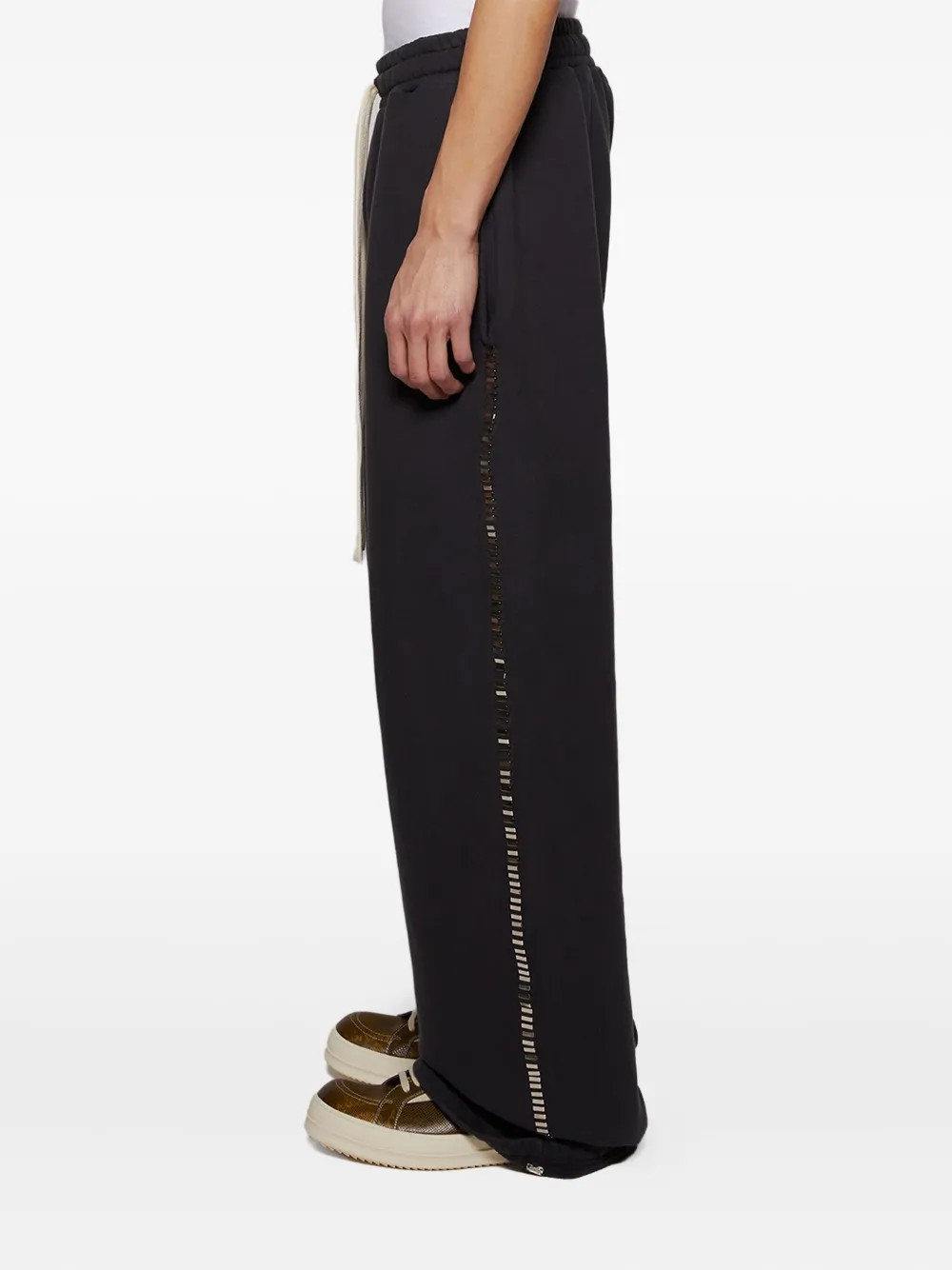 EARTHLING VIP Broek met wijde pijpen en split Zwart