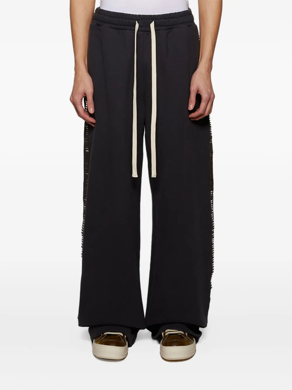 EARTHLING VIP Broek met wijde pijpen en split Zwart