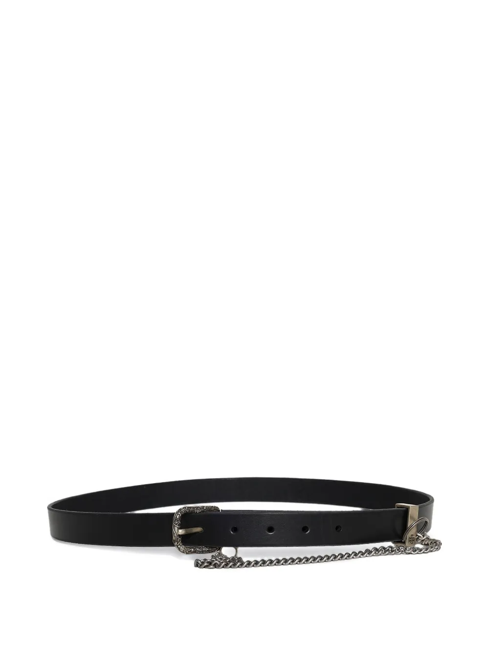 Simple Rose chain-detailed leather belt