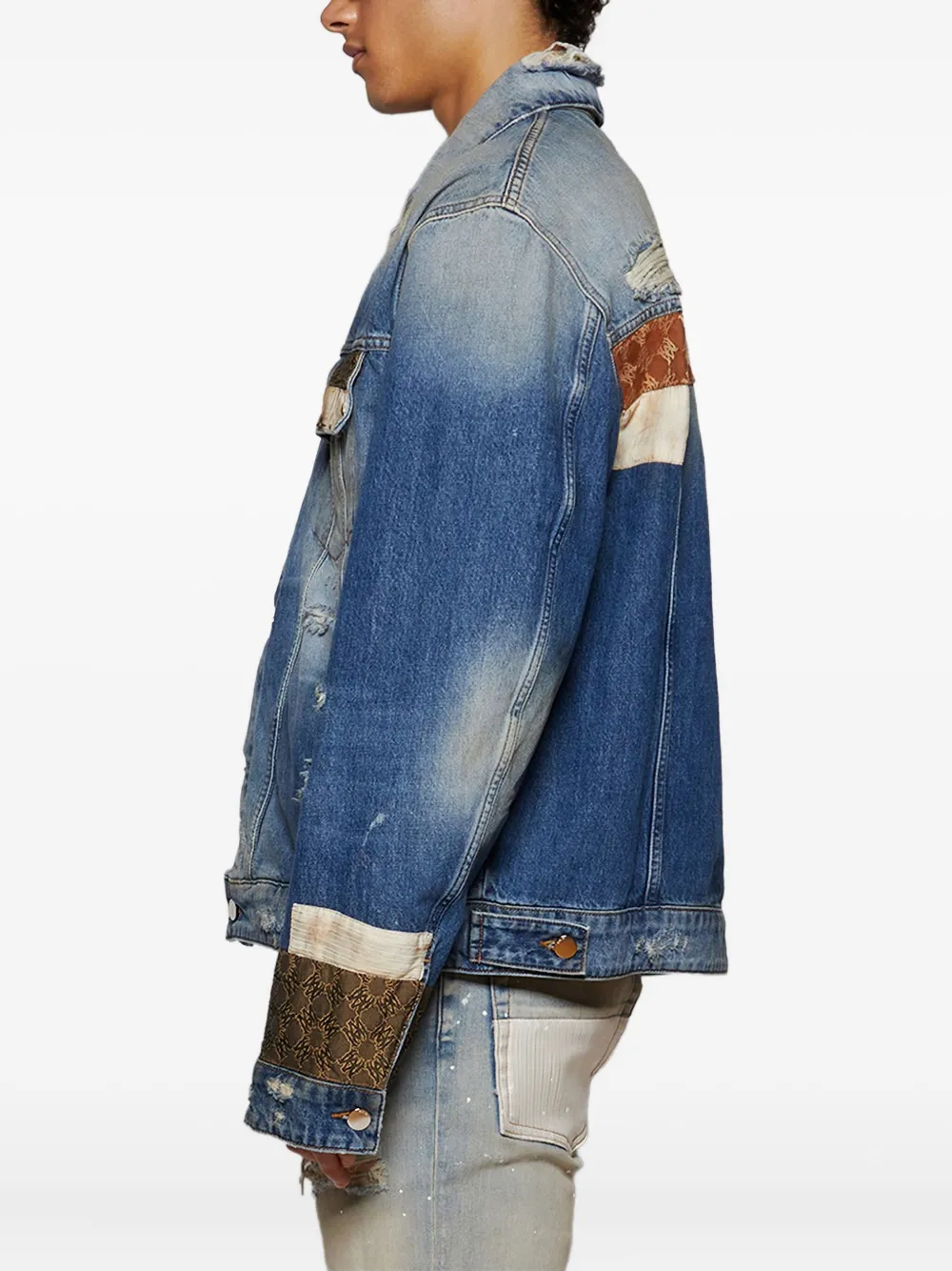 AMIRI Denim jack met patchwork Blauw