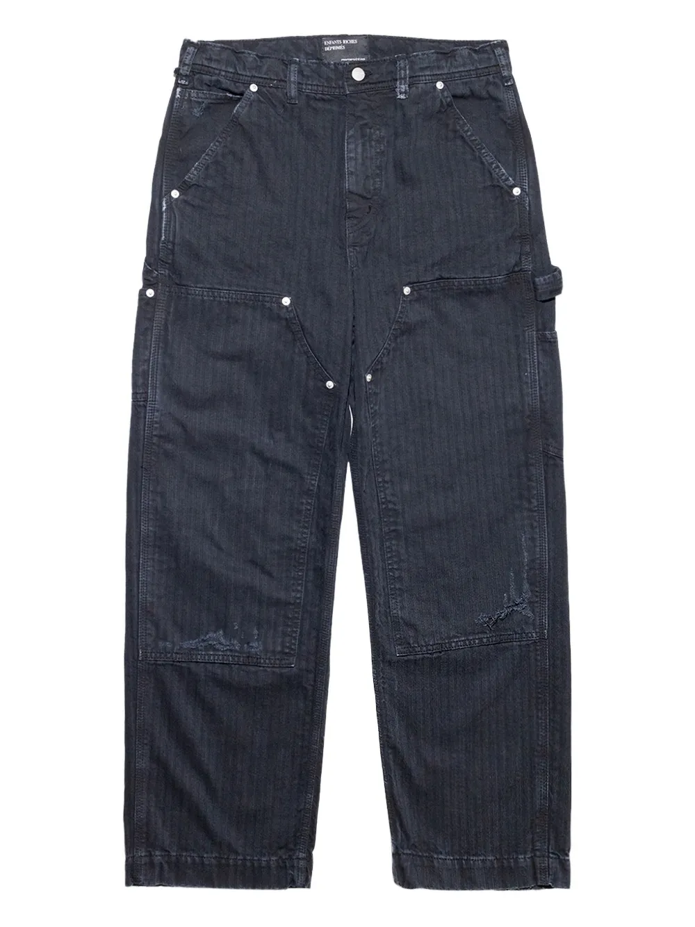 Enfants Riches Déprimés Gestreepte broek met kniepatch Zwart