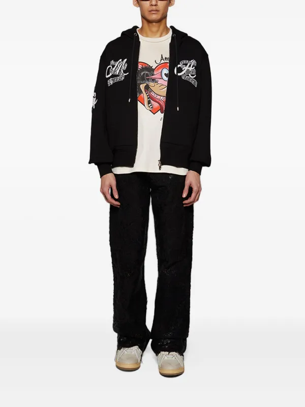 【AMIRI】ミュージッククラブジップパーカー AMIRI Music Club ジップアップ パーカー | ブラック | FARFETCH JP