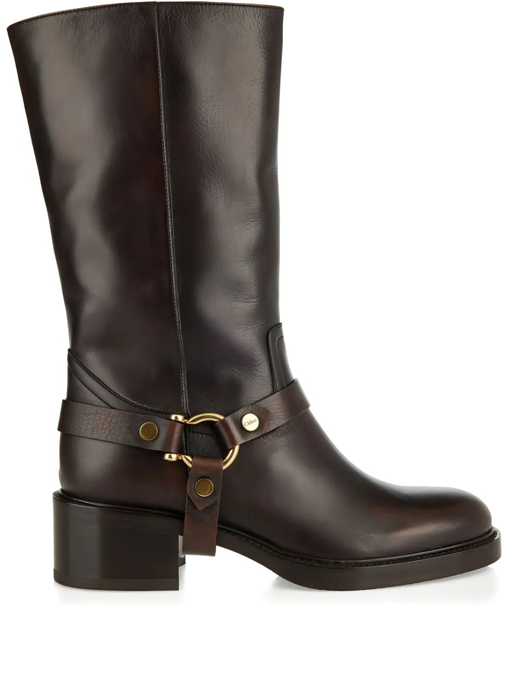 Chloé Leather Biker Boots In Brown