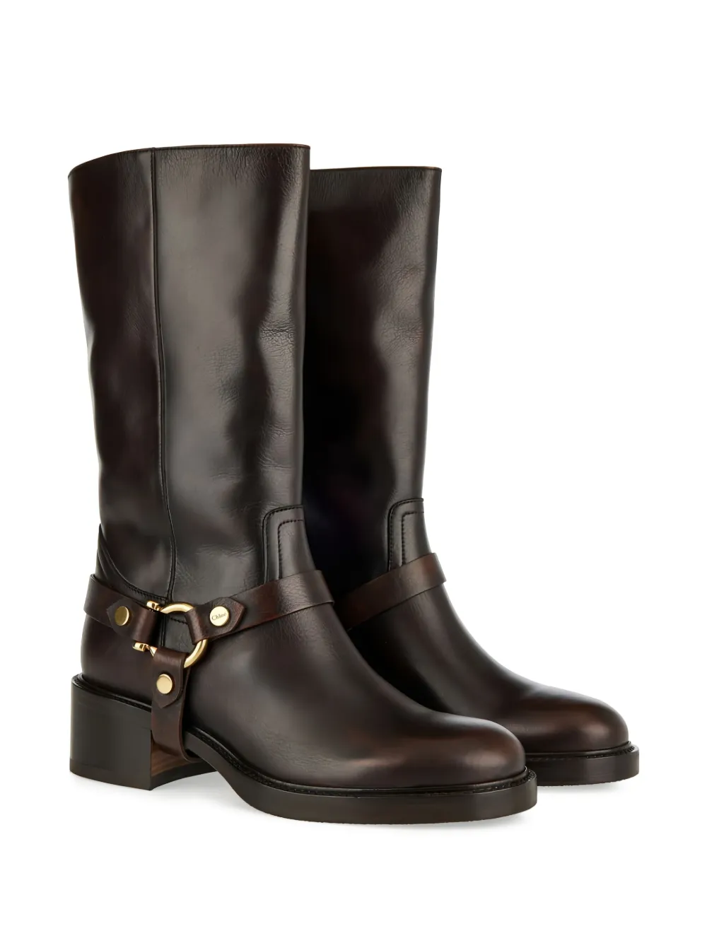 Chloé Leather Biker Boots In Brown
