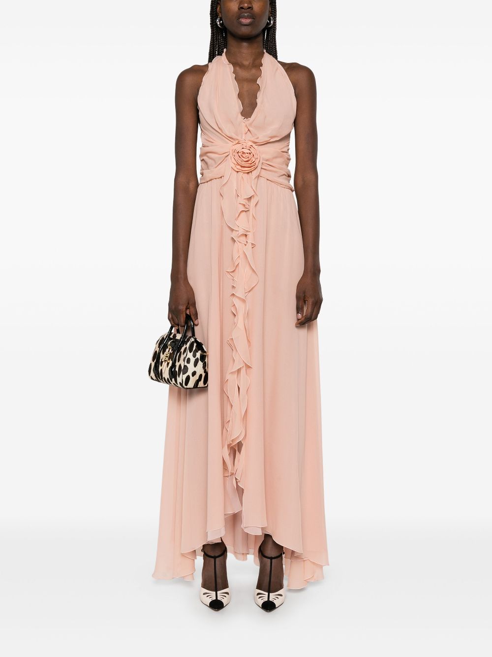 Blumarine floral-appliqué maxi dress - Pink