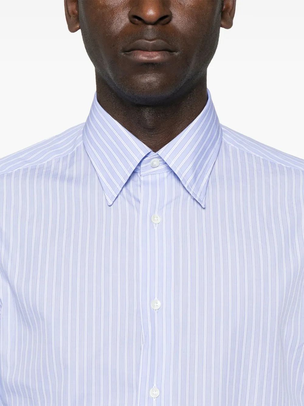 Canali Gestreept overhemd Blauw