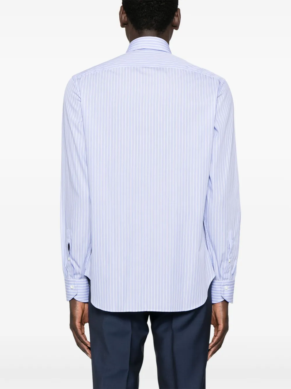 Canali Gestreept overhemd Blauw