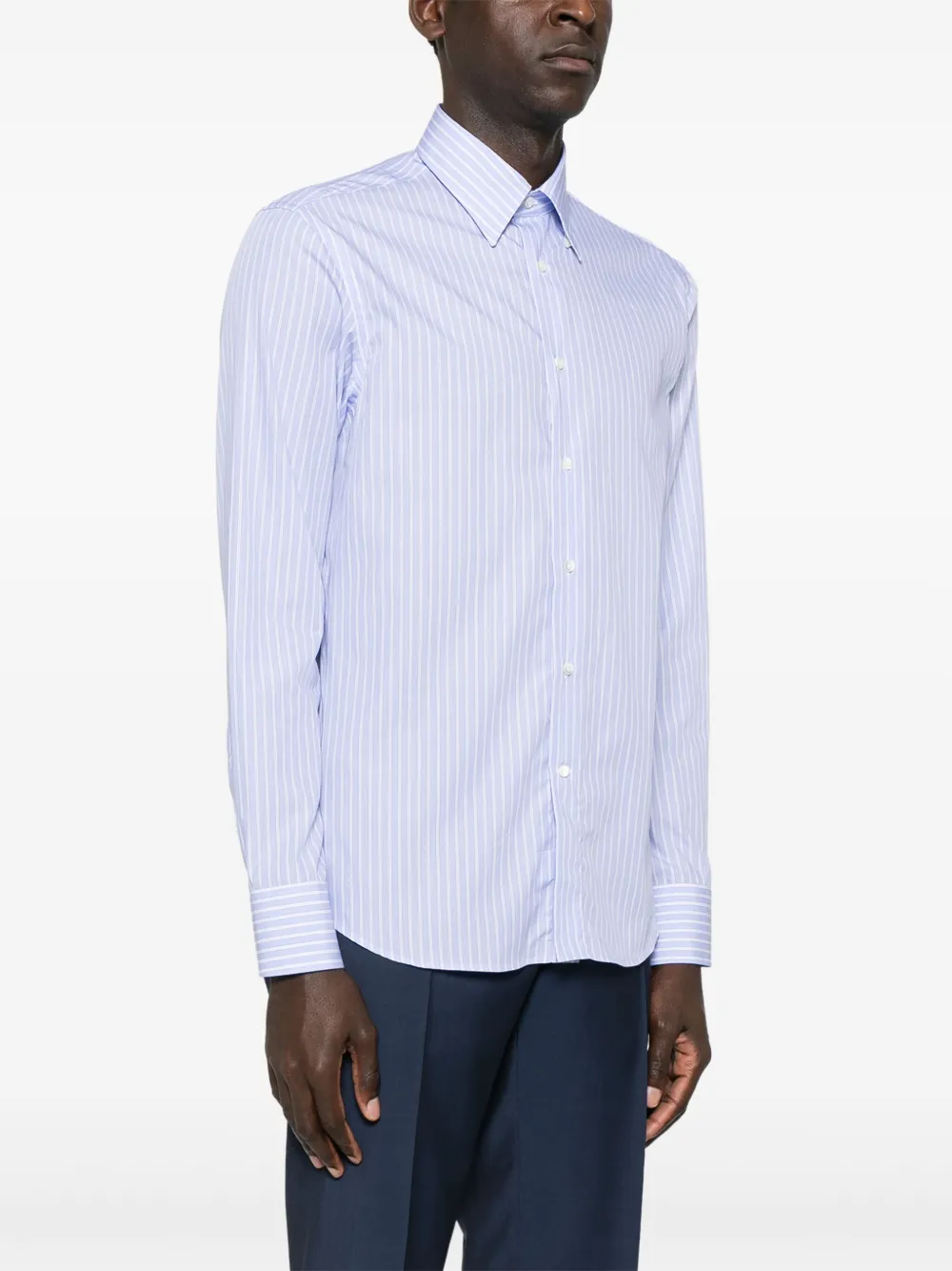 Canali Gestreept overhemd Blauw