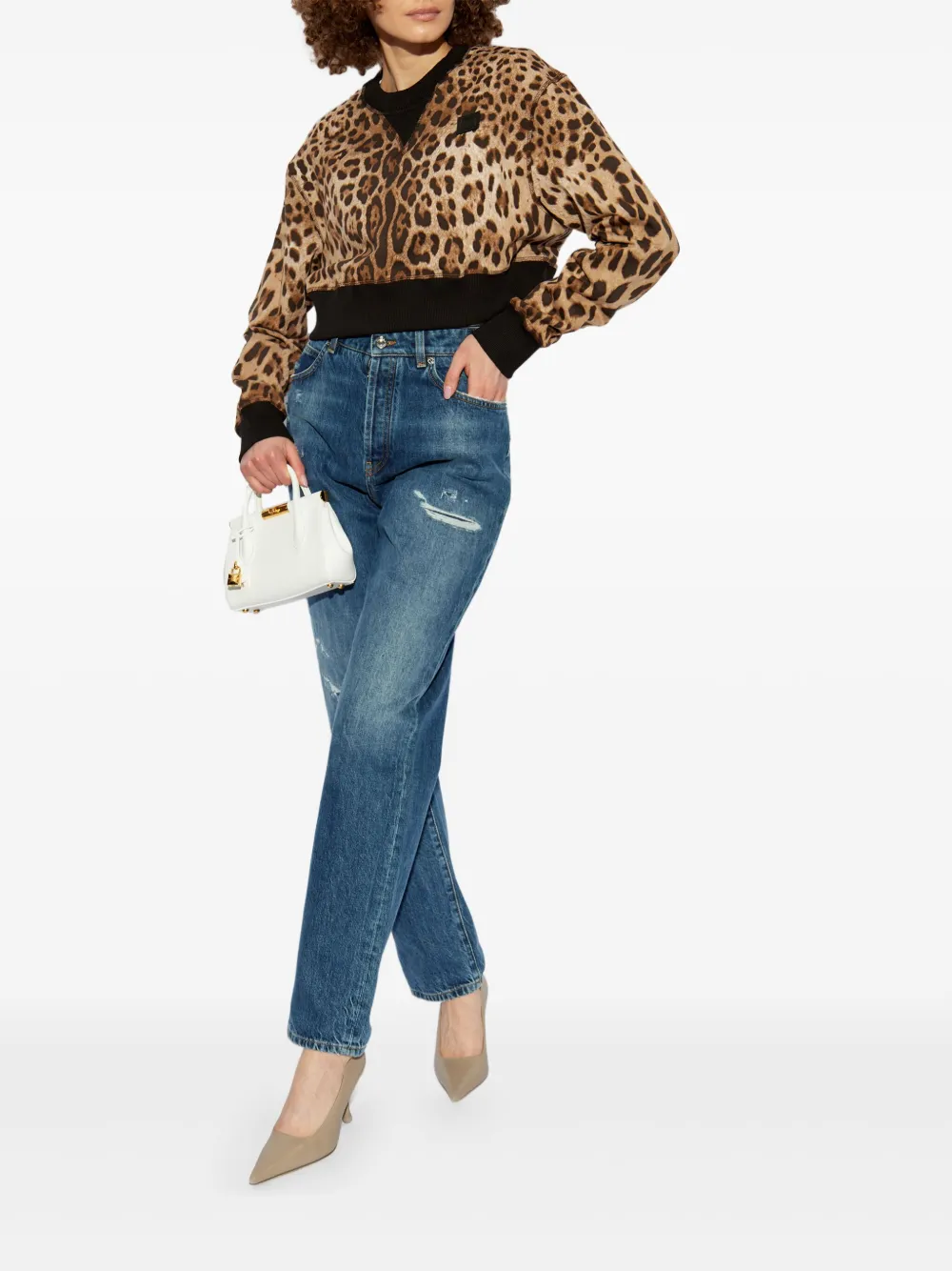 Dolce & Gabbana Leopard-print Jumper In Neutrals