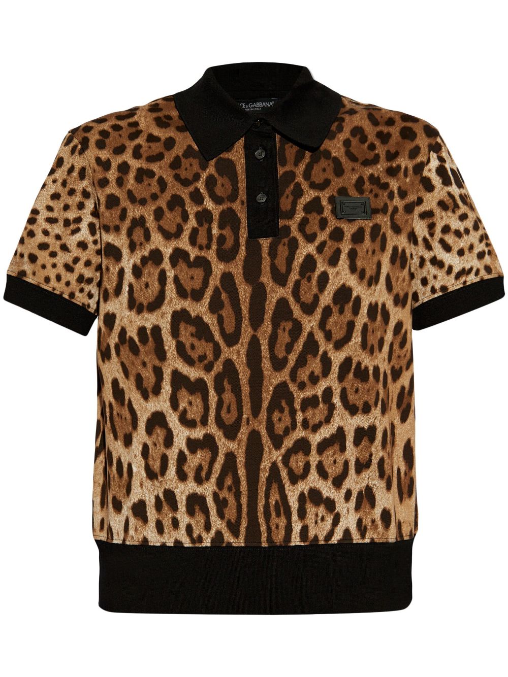 leopard-print polo top